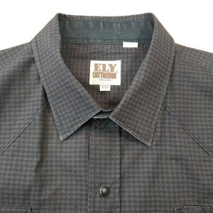 Ely Cattleman Pearl Snap Shirt Men XXL Rockabilly Western Rodeo Geometric Plaid